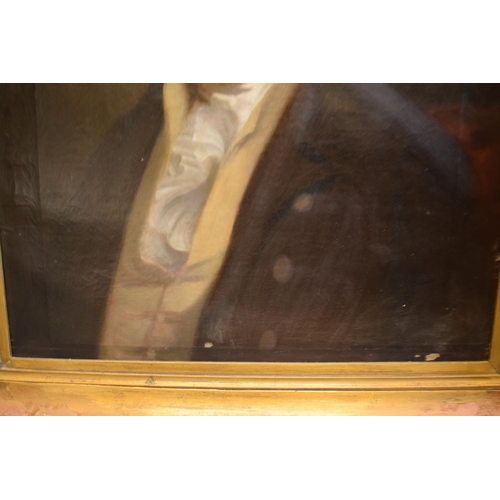 182 - 19th century oil on canvas of a gentleman. there is some paint missing rom the canvas. The frame ha ... 