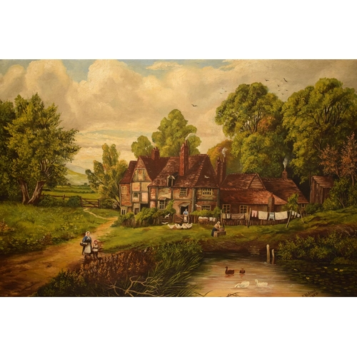 191 - An oil on canvas depicting a Victorian country scene near Ramsgate, Kent, signed F. Aldred 1920. In ... 