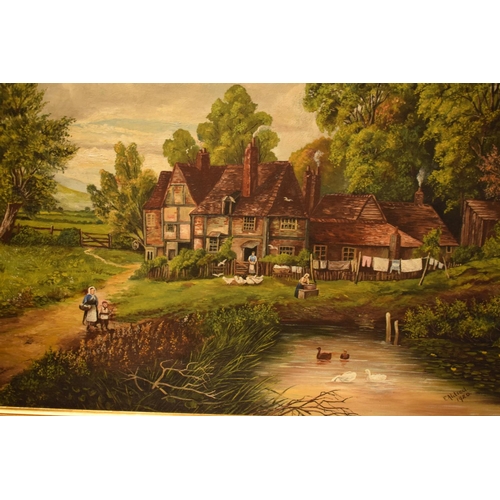 191 - An oil on canvas depicting a Victorian country scene near Ramsgate, Kent, signed F. Aldred 1920. In ... 