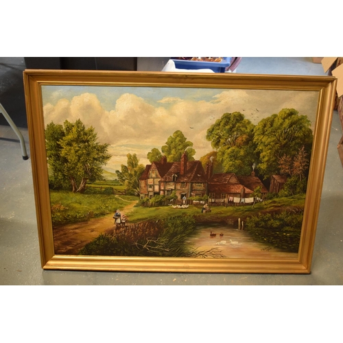 191 - An oil on canvas depicting a Victorian country scene near Ramsgate, Kent, signed F. Aldred 1920. In ... 