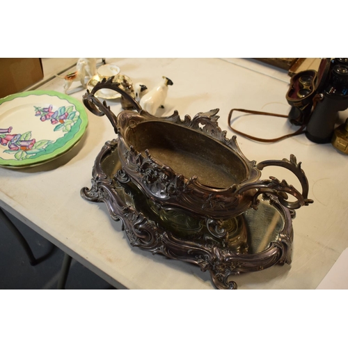 205 - Large quality silver plate table centrepiece/ planter in an Art Nouveau style. In good condition but... 