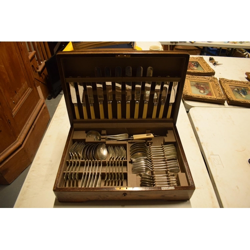 206 - Cased Mappin and Webb nickel silver cutlery canteen (approx 45 pieces). There are a few bits of cutl... 