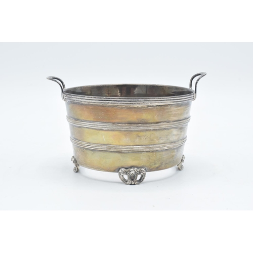 209 - Silver Hallmarked hollow basket, hallmarked for Birmingham 1939 (118.8 grams). Some minor dents and ... 