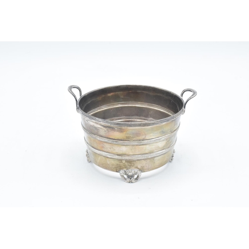 209 - Silver Hallmarked hollow basket, hallmarked for Birmingham 1939 (118.8 grams). Some minor dents and ... 