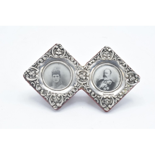 212 - Miniature Hallmarked silver double photo frame Chester 1900