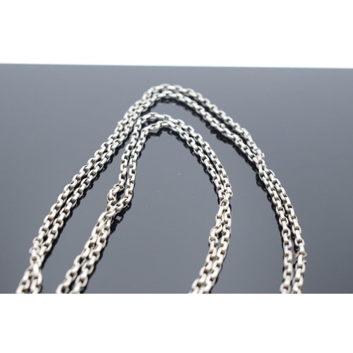 228 - Victorian silver longuard chain. Unmarked silver. There has been a couple of non-silver repairs to a... 