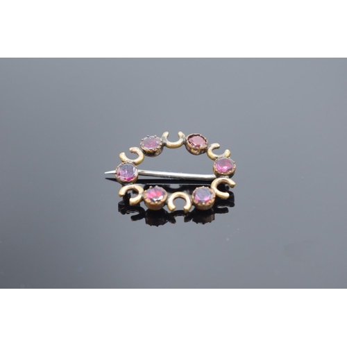 235 - Early 20th century horseshoe brooch with garnets