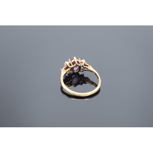 238 - 9ct gold ring with amethyst and pearl (hallmarked), gross weight 2.4 grams.