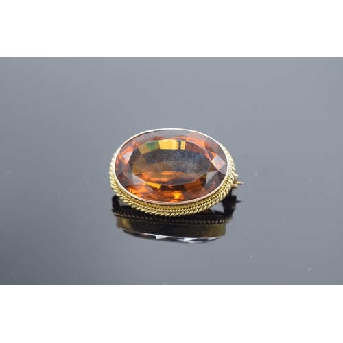 243 - Victorian gold citrine brooch, gross weight 9.1 grams.