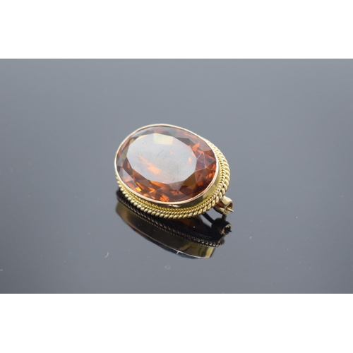 243 - Victorian gold citrine brooch, gross weight 9.1 grams.