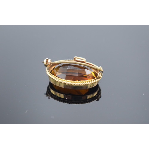 243 - Victorian gold citrine brooch, gross weight 9.1 grams.