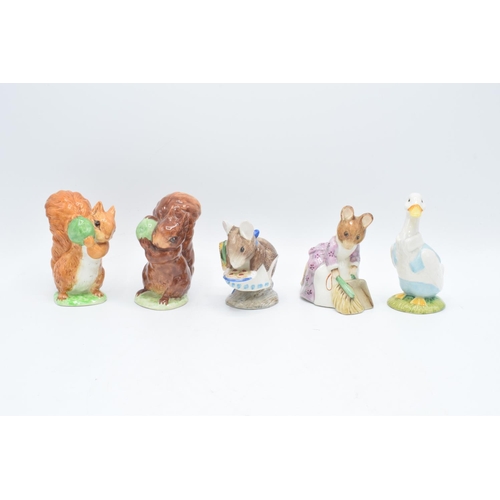 255 - Beswick Beatrix Potter figures to include mr Drake Puddle-duck, Hunca Munca sweeping, Appley Dapply ... 