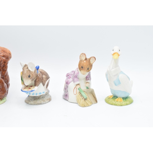 255 - Beswick Beatrix Potter figures to include mr Drake Puddle-duck, Hunca Munca sweeping, Appley Dapply ... 