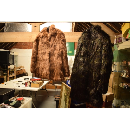 286 - Faux wolf fur coat together with a Coney fur coat (2)