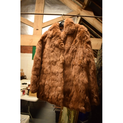 286 - Faux wolf fur coat together with a Coney fur coat (2)