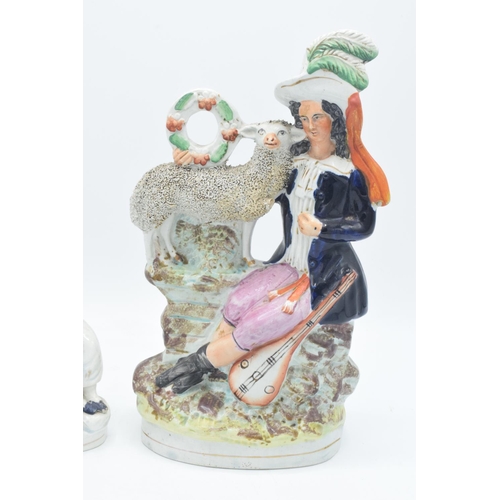 291 - 19th century Staffordshire flat backs to include an example of a man and one lady sat with a basket ... 