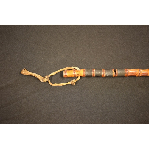 302 - Victorian bamboo trefoil fullered sword stick. Some tape repairs to the top of the items. Unmarked. ... 