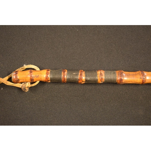 302 - Victorian bamboo trefoil fullered sword stick. Some tape repairs to the top of the items. Unmarked. ... 