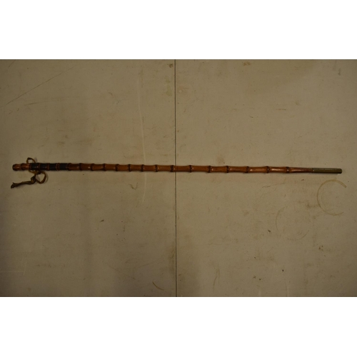 302 - Victorian bamboo trefoil fullered sword stick. Some tape repairs to the top of the items. Unmarked. ... 