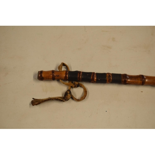 302 - Victorian bamboo trefoil fullered sword stick. Some tape repairs to the top of the items. Unmarked. ... 