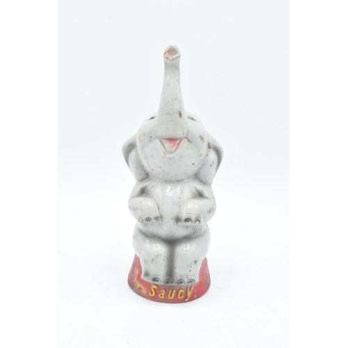 306 - Saucy of Butlins elephant mid to late 20th century money box. Signs of damage and wear and tear with... 