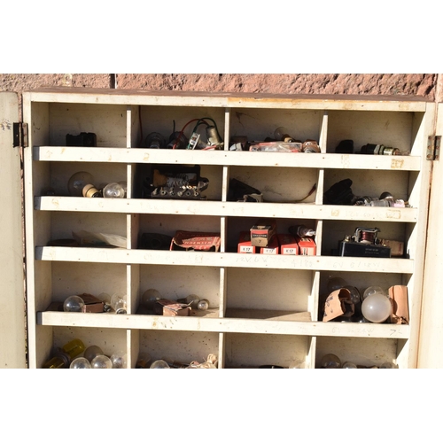 313 - Royal Ediswan Motor Lamb Bulbs workshop cabinet complete with contents. This is piece is in honest a... 