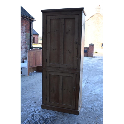 316 - Victorian pitch pine kitchen cupboard (comes into 2 pieces). In good condition generally with expect... 