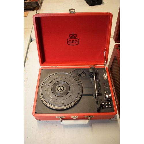 326 - His Masters Voice (HMV) model 2001 three speed record reproducer together with am modern GPO usb exa... 