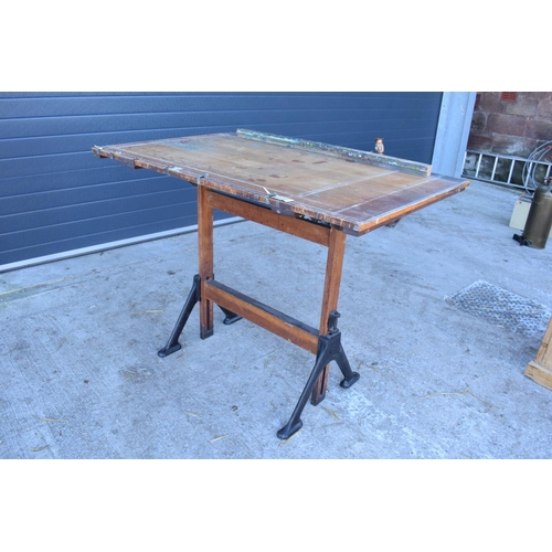 331 - Antique early 20th century adjustable draughtsman table by B.J. Hall