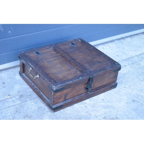 333 - Early 20th century painted pine artists carry case with brass handles