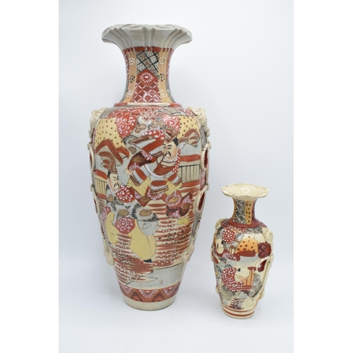 56 - A large early 20th century oriental vase together with a similar smaller example (2) Both examples a... 