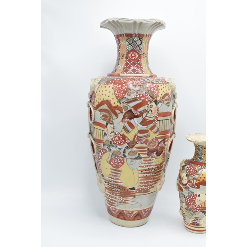 56 - A large early 20th century oriental vase together with a similar smaller example (2) Both examples a... 