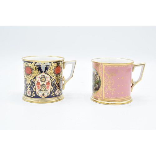 79 - Hamilton Bone China of Derby Imari mug and a similar one with Haddon Hall, Derbyshire design (2) cle... 