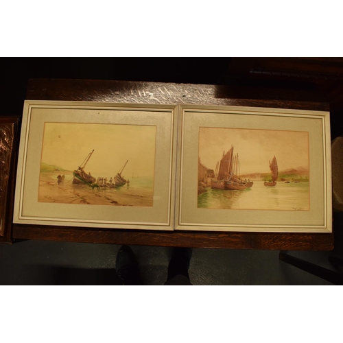 180A - A pair of sea scapes watercolours depicting Largo Bay and Tarbert Lochfyne: signed by D Martin of Gl... 