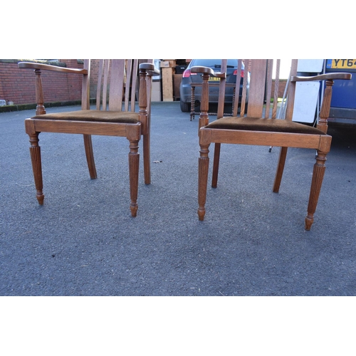 350 - Pair of Edwardian upholstered chairs (one has been cracked across the front legs though it can still... 