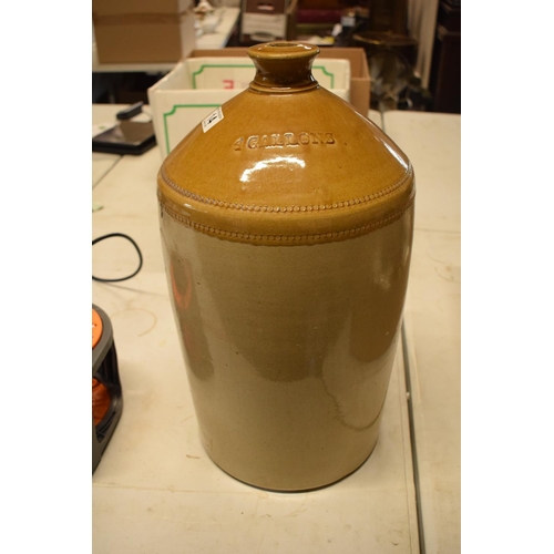 14 - Antique 4 gallon stoneware jar. The stoneware's condition is as expected with some scratches and chi... 