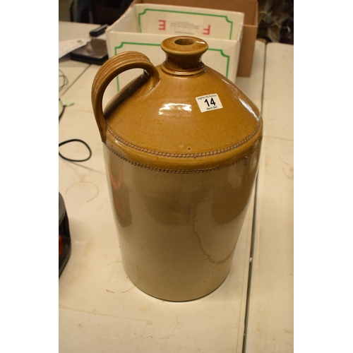 14 - Antique 4 gallon stoneware jar. The stoneware's condition is as expected with some scratches and chi... 