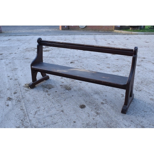 354 - 19th century wooden church pew with back rest. In good structural condition with signs of wear and u... 