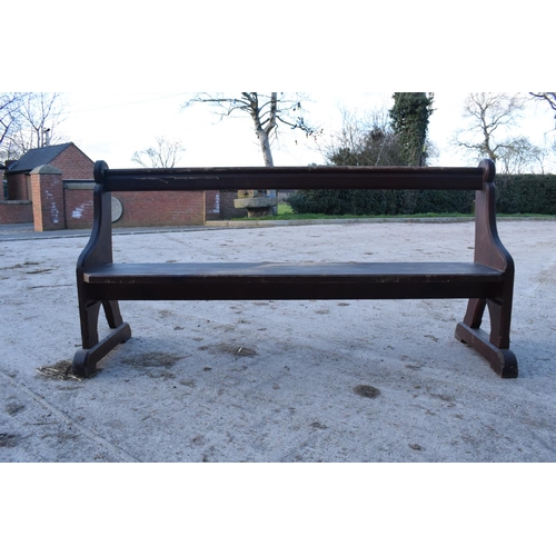 354 - 19th century wooden church pew with back rest. In good structural condition with signs of wear and u... 