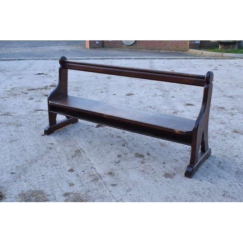 355 - 19th century wooden church pew with back rest and a bible/ hymn book rest. In good structural condit... 