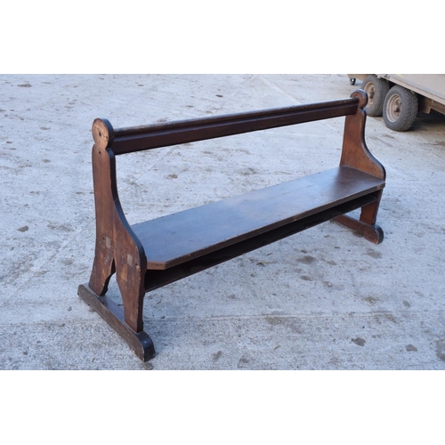 355 - 19th century wooden church pew with back rest and a bible/ hymn book rest. In good structural condit... 