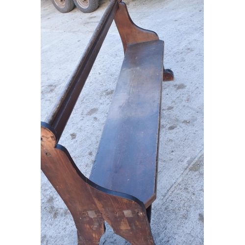 355 - 19th century wooden church pew with back rest and a bible/ hymn book rest. In good structural condit... 