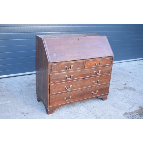 356 - Late Victorian/ Edwardian oak bureau. In good functional condition with some attention needed. Drawe... 