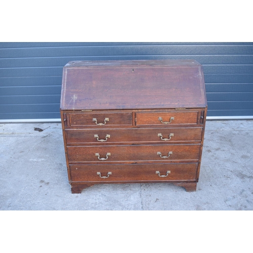 356 - Late Victorian/ Edwardian oak bureau. In good functional condition with some attention needed. Drawe... 