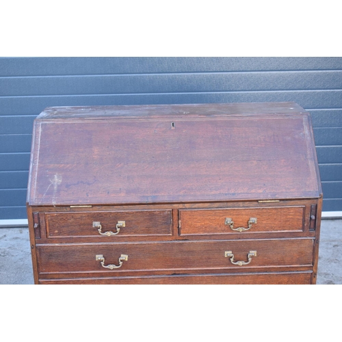 356 - Late Victorian/ Edwardian oak bureau. In good functional condition with some attention needed. Drawe... 