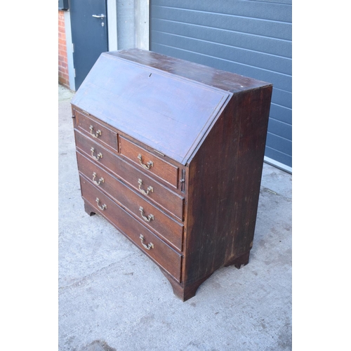 356 - Late Victorian/ Edwardian oak bureau. In good functional condition with some attention needed. Drawe... 