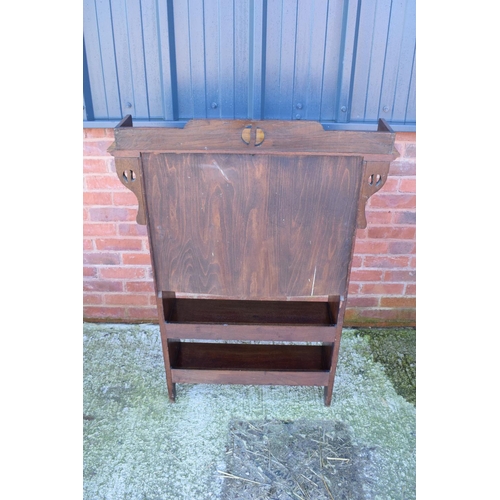 357 - Edwardian Arts and Crafts light oak student desk. Very classic of its period. In good functional con... 