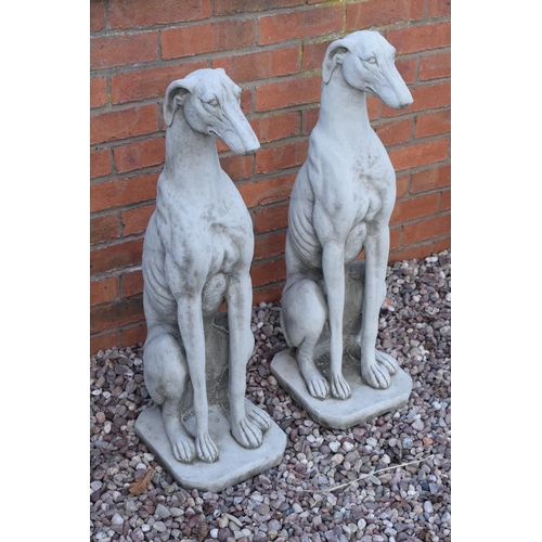 248 - Reconstituted stone large models of greyhounds. 75cm tall. 

Made in England, these items are frost ... 