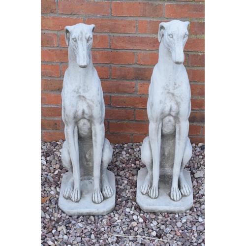 248 - Reconstituted stone large models of greyhounds. 75cm tall. 

Made in England, these items are frost ... 