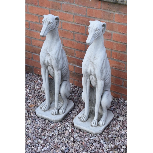 248 - Reconstituted stone large models of greyhounds. 75cm tall. 

Made in England, these items are frost ... 